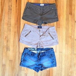 2 American Eagle shorts 1 Hurley shorts